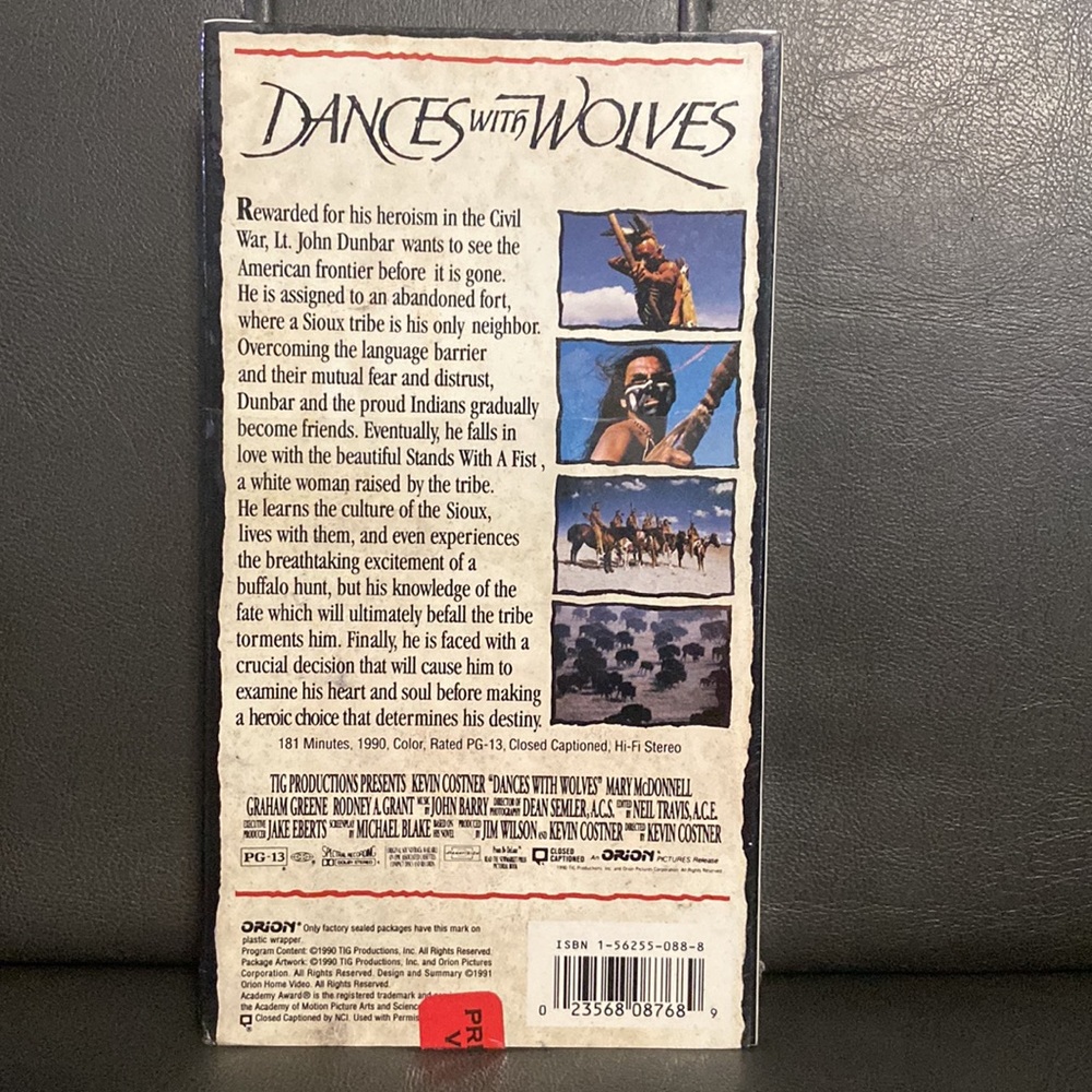 New in box factory sealed Dances with Wolves VHS tape - Picture 2 of 6